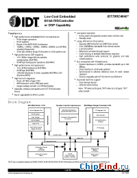 Datasheet IDT79RC4640-100 manufacturer IDT