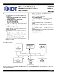 Datasheet IDT79RC64V475250DP производства IDT