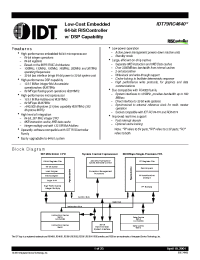 Datasheet IDT79RV4640-267DUI производства IDT