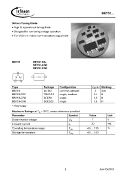 Datasheet BBY51-03WE6433 manufacturer Infineon