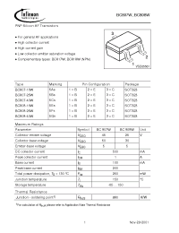 Datasheet BC807-16W manufacturer Infineon