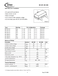 Datasheet BC808-16E6327 manufacturer Infineon