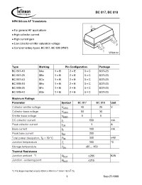 Datasheet BC818-16E6327 manufacturer Infineon