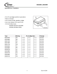 Datasheet BC846AWE6433 manufacturer Infineon