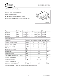 Datasheet BCP56ME6433 manufacturer Infineon