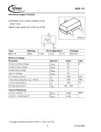 Datasheet BCR116Q62702C2337 manufacturer Infineon