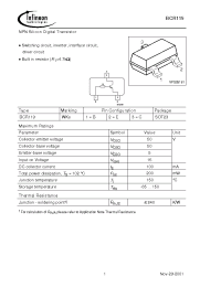 Datasheet BCR119E6327 manufacturer Infineon