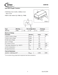 Datasheet BCR183E6433 manufacturer Infineon
