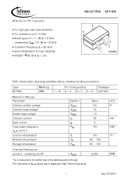 Datasheet BFP420E6327 manufacturer Infineon