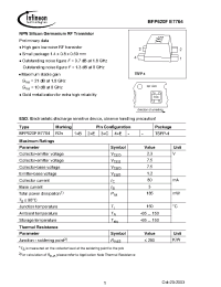 Datasheet BFP620FE7764 manufacturer Infineon