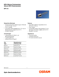 Datasheet BPX43-2/-3 manufacturer Infineon