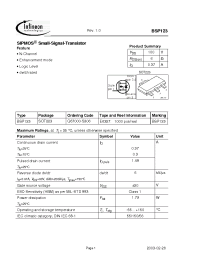 Datasheet BSP123 manufacturer Infineon