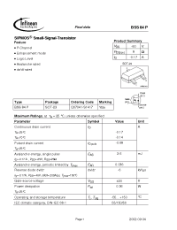 Datasheet BSS84PE6327 manufacturer Infineon