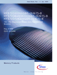 Datasheet HYS72D64300GBR-6-B manufacturer Infineon
