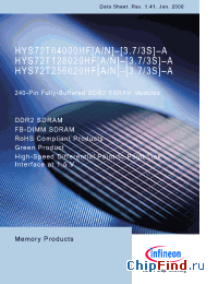 Datasheet HYS72T256020HFD-3.7-A manufacturer Infineon