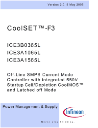 Datasheet ICE3A1065L manufacturer Infineon