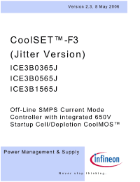 Datasheet ICE3B0365J manufacturer Infineon
