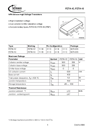 Datasheet PZTA43E6327 manufacturer Infineon