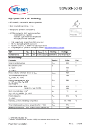 Datasheet SGW50N60HS manufacturer Infineon