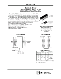 Datasheet IN74ACT574DW manufacturer Интеграл