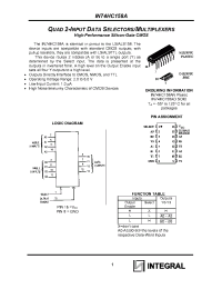 Datasheet IN74HC158AN manufacturer Интеграл