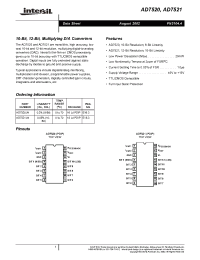 Datasheet AD7520U/883B manufacturer Intersil
