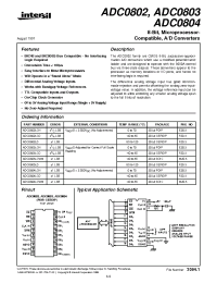 Datasheet ADC0803 manufacturer Intersil