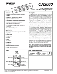 Datasheet CA3060E manufacturer Intersil