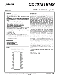 Datasheet CD40181 производства Intersil