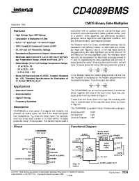 Datasheet CD4089BMS manufacturer Intersil