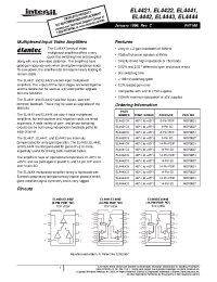 Datasheet EL4422 manufacturer Intersil