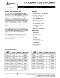 Datasheet EL5202IY-T7 manufacturer Intersil