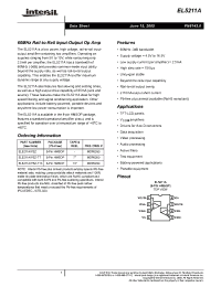 Datasheet EL5211AIYEZ manufacturer Intersil