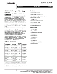 Datasheet EL5811IRE manufacturer Intersil