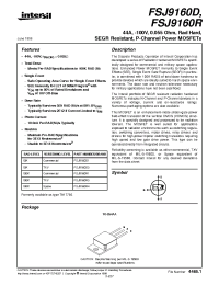 Datasheet FSJ9160R1 manufacturer Intersil