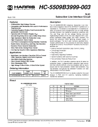 Datasheet HC-5509B3999-003 manufacturer Intersil
