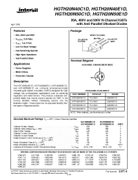 Datasheet HGTH20N40C1D производства Intersil