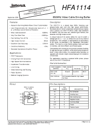 Datasheet HIFA1114 manufacturer Intersil