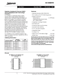 Datasheet HS1-508BRH-Q manufacturer Intersil