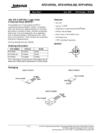 Datasheet RFD10P03L manufacturer Intersil