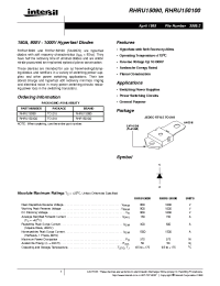 Datasheet RHRU150100 manufacturer Intersil