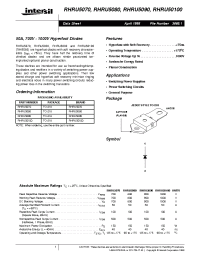 Datasheet RHRU50100 manufacturer Intersil