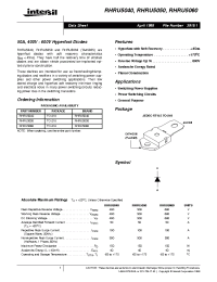 Datasheet RHRU5050 manufacturer Intersil