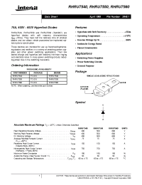 Datasheet RHRU7550 manufacturer Intersil