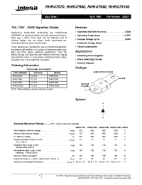 Datasheet RHRU7570 manufacturer Intersil