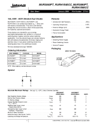 Datasheet RURH1560CC manufacturer Intersil