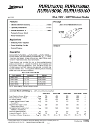 Datasheet RURU150100 manufacturer Intersil