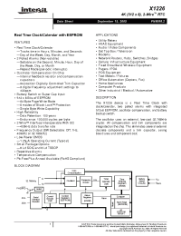 Datasheet X1226S8IT1 manufacturer Intersil