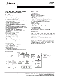 Datasheet X1227S8-2.7 manufacturer Intersil