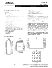 Datasheet X28HC64EI-70 manufacturer Intersil